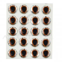 Yeux 3D adhésifs pupille ovale Orange 10 mm