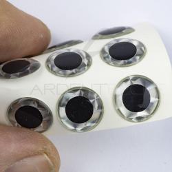 Yeux 3D adhésifs XL 13 mm Argent