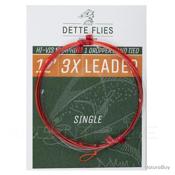 Bas de ligne Dette Flies nymphe 3,60 m (12ft) 3X - 0.20 mm