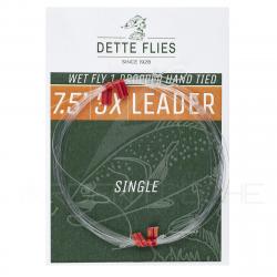 Bas de ligne Dette Flies noyée 2,30 m (7,5ft) 1 potence 3X - 0.20 mm
