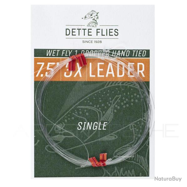 Bas de ligne Dette Flies noye 2,30 m (7,5ft) 1 potence 5X - 0.15mm