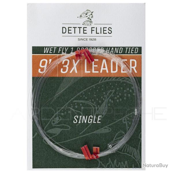 Bas de ligne Dette Flies noye 2,70 m (9ft) 1 potence 5X - 0.15mm