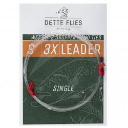 Bas de ligne Dette Flies noyée 2,70 m (9ft) 2 potences 5X - 0.15mm