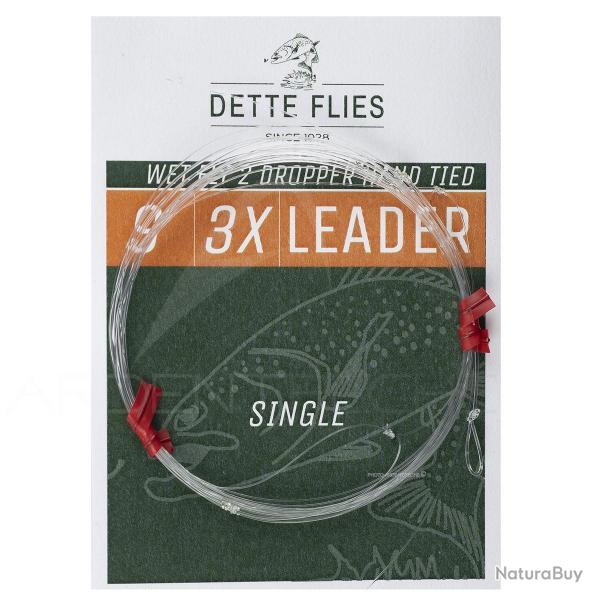 Bas de ligne Dette Flies noye 2,70 m (9ft) 2 potences 5X - 0.15mm