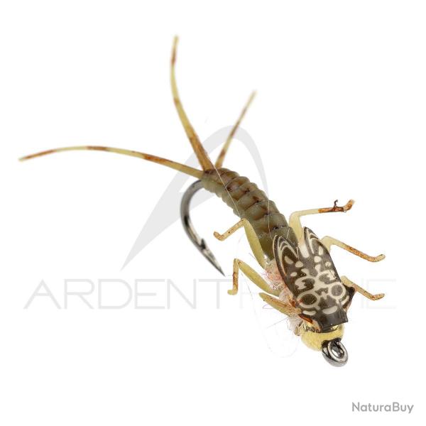 Mouche raliste J-SON Nymphe tungstne marron olive bille or H14