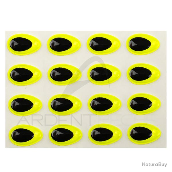 Yeux 3D Epoxy SYBAI Teardrop Eyes, Fluo Jaune 8 mm