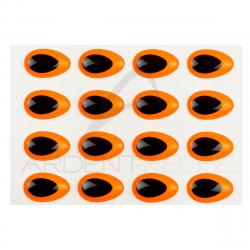 Yeux 3D Epoxy SYBAI Teardrop Eyes, Fluo Orange 12 mm