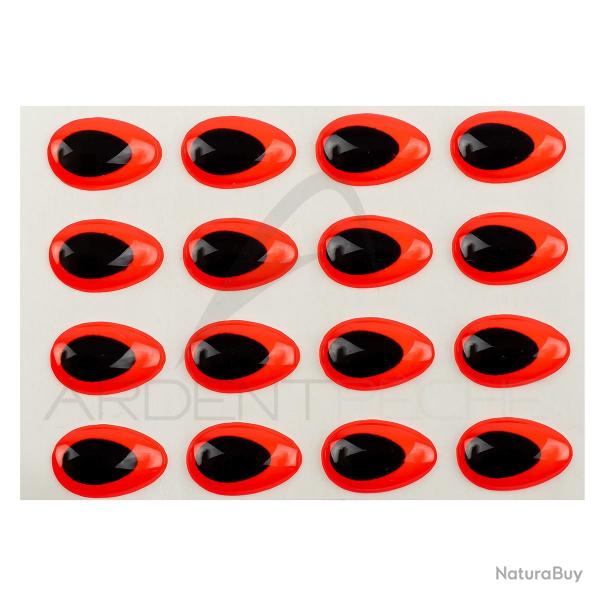 Yeux 3D Epoxy SYBAI Teardrop Eyes, Fluo Rouge 10 mm