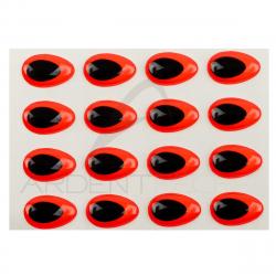 Yeux 3D Epoxy SYBAI Teardrop Eyes, Fluo Rouge 12 mm