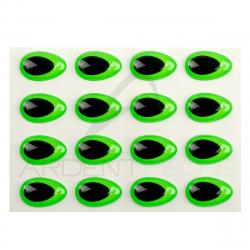 Yeux 3D Epoxy SYBAI Teardrop Eyes, Fluo Vert 12 mm