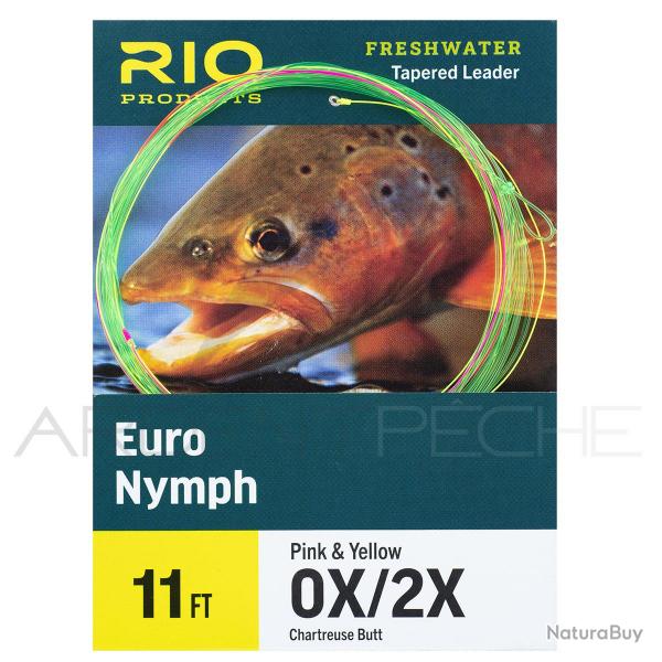 Bas de ligne RIO Euro Nymph 11' (3,40m) Dpart chartreuse pointe rose/jaune