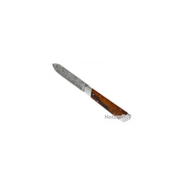 Couteau Fontenille Pataud LE PRADEL lame damas inox 160 couches  cran manche bois de fer +pochette