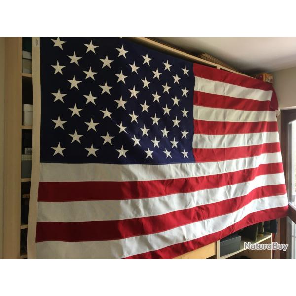 Trs grand drapeau Amricain USA 50 toiles brodes bandes cousues