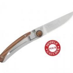 Couteau Le Thiers par Claude DOZORME lame acierX50CrMoV15 cran intérieur manche inox/olivier gaucher