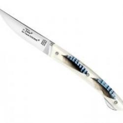Couteau Le Thiers VERROU Dozorme lame acier X50CrMoV15 brillante manche avec inclusion plume de geai