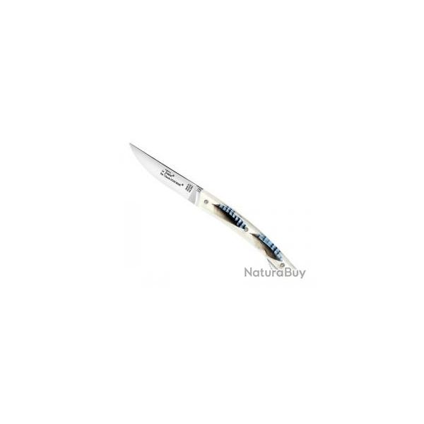 Couteau Le Thiers VERROU Dozorme lame acier X50CrMoV15 brillante manche avec inclusion plume de geai