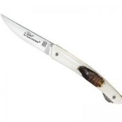 Couteau Le Thiers VERROU Dozorme lame acier X50CrMoV15 brillante manche avec inclusion plume bécasse