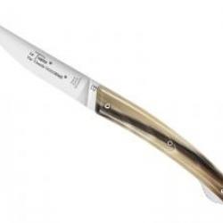 Couteau Le Thiers VERROU Dozorme lame acier X50CrMoV15 brillante manche avec inclusion corne claire