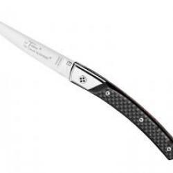 Couteau Le Thiers Claude Dozorme lame mate acier 14C28N manche fibre carbone