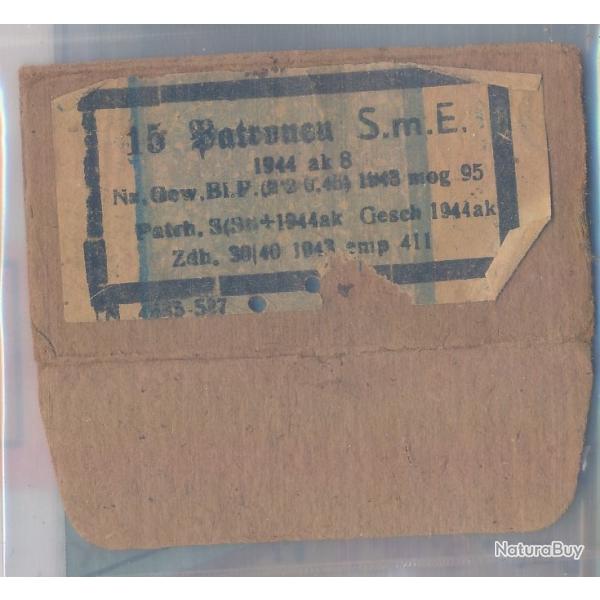 Etiquette originale seule 7,92x57 Allemagne ww2 6