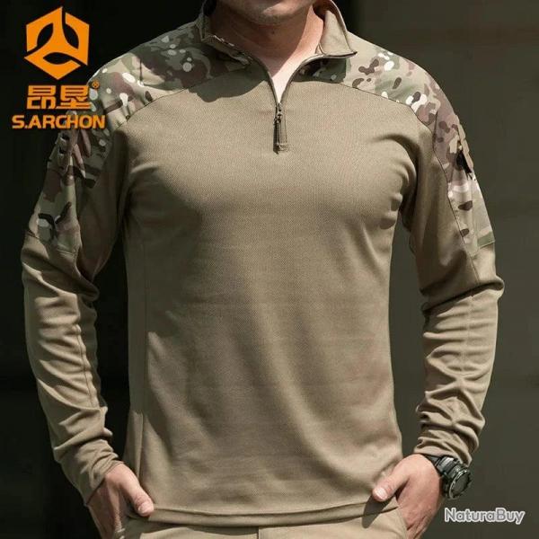 Men Long Sleeve Tactical Shirt Outdoor Combat Training Camouflage Uniform Gym Sport Clothes Tops Str