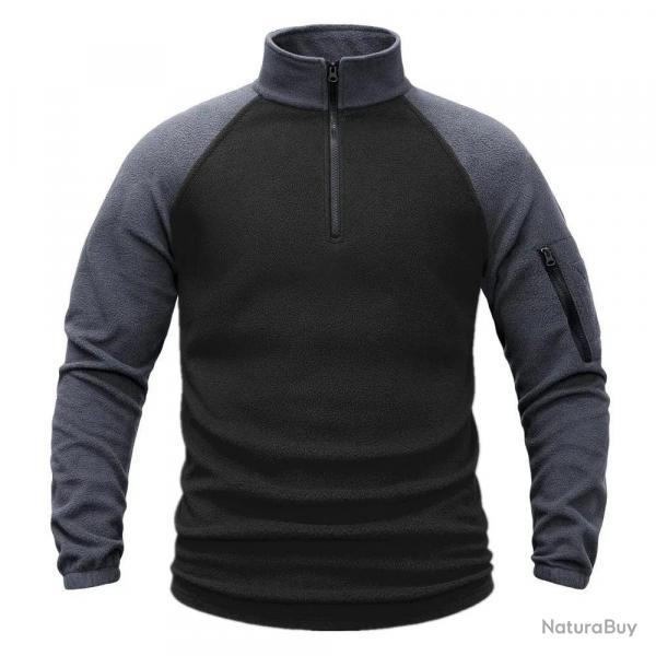 Men's Polar Fleece Quarter Pullover Sweatshirt Long Sleeve Military Jackets Hiking Camping Fishing C