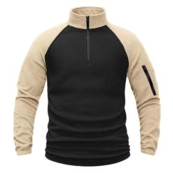Men's Polar Fleece Quarter Pullover Sweatshirt Long Sleeve Military Jackets Hiking Camping Fishing C