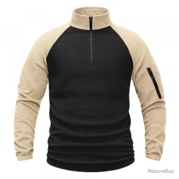 Men's Polar Fleece Quarter Pullover Sweatshirt Long Sleeve Military Jackets Hiking Camping Fishing C