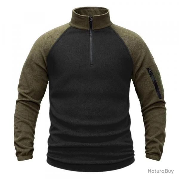 Men's Polar Fleece Quarter Pullover Sweatshirt Long Sleeve Military Jackets Hiking Camping Fishing C