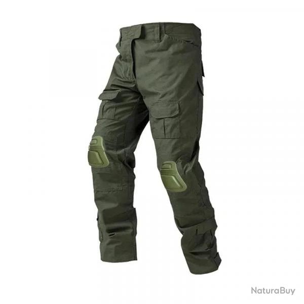 Men's Tactical CP Green Camouflage Cargo Pants Paintball Combat Trousers with Knee Pads Work Clothin
