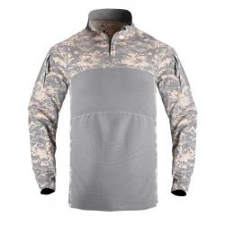 Mens Summer Breathable Long Sleeve T-shirts Outdoor Stand Collar Sports Tactical Camouflage Shirts Q