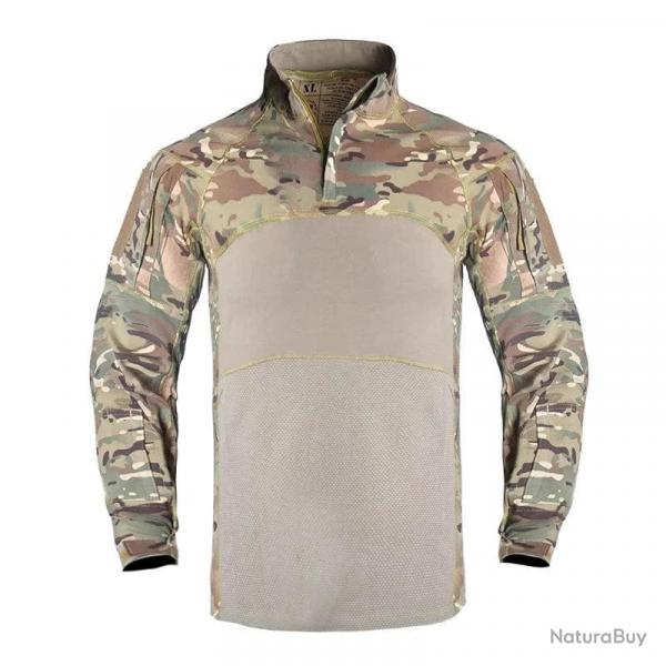 Mens Summer Breathable Long Sleeve T-shirts Outdoor Stand Collar Sports Tactical Camouflage Shirts Q