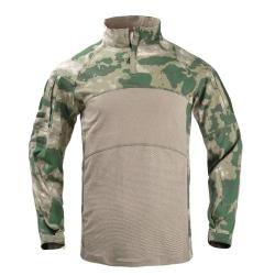 Mens Summer Breathable Long Sleeve T-shirts Outdoor Stand Collar Sports Tactical Camouflage Shirts Q