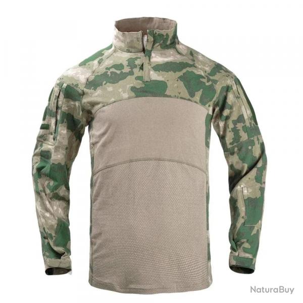 Mens Summer Breathable Long Sleeve T-shirts Outdoor Stand Collar Sports Tactical Camouflage Shirts Q