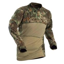 Mens Summer Breathable Long Sleeve T-shirts Outdoor Stand Collar Sports Tactical Camouflage Shirts Q