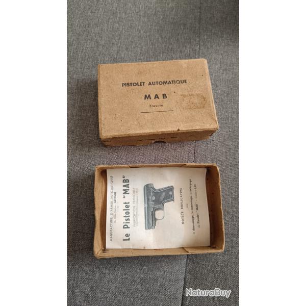 Bote vide pistolet MAB 6.35 + repro notice