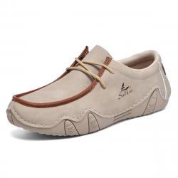 Chaussures homme cuir automne | Mocassins décontractés respirants | Baskets marche rando ville Beige