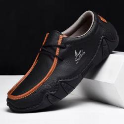 Chaussures homme cuir automne | Mocassins décontractés respirants | Baskets marche rando ville Noir