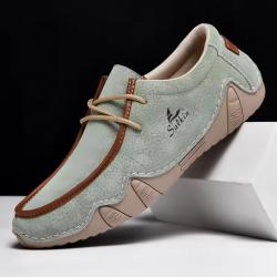 Chaussures homme cuir automne | Mocassins décontractés respirants | Baskets marche rando ville Vert