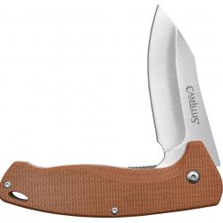 Couteau Camillus Arvo A/O Lame Drop Point Acier 420 Manche Tan Micarta Liner Lock CM19479