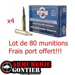 80 munitions PRVI PARTIZAN 300 Win Mag 180grains 11.7g Soft Point