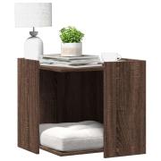 Meuble Bac à Litière Pour Chat - Bois D'Ingénierie Vieilli - 60x40x40 Cm, 2 Portes - Cache Litière Et Rangement