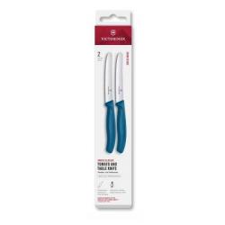 6.7832.2C1 Boîte de 2 couteaux de table/tomate à dents Victorinox SwissClassic bleu