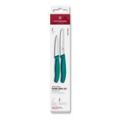 6.7834.2C1 Boîte de 2 couteaux de table/tomate à dents Victorinox SwissClassic vert