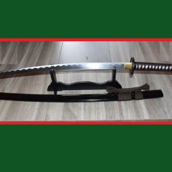 KATANA SHINKEN LAME TRANCHANTE POIGNEE CUIR MARRON