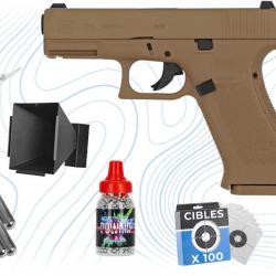 Pack Argent Pistolet Glock 19 X cal BB 4.5 mm à culasse fixe Umarex