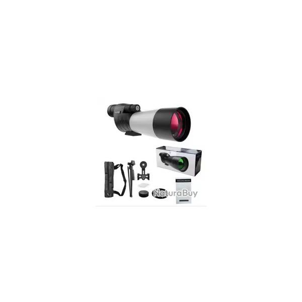 Longue-vue 25-75x60 HD Observation Oiseaux Etanche IPX4 Optique Claire Adaptateur Smartphone Gris