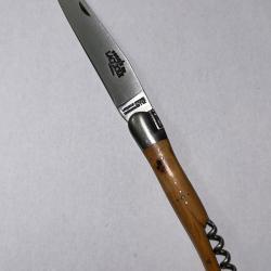 FORGE DE LAGUIOLE AVEC TIRE-BOUCHON, 12 CM, MANCHE EN GENÉVRIER, MITRES INOX BROSSÉES