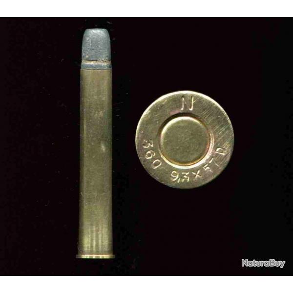 9.3 x 57 R D/360 - rare calibre de chasse allemand -marquage : N 360 9.3x57 D - balle plomb plate