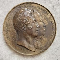Médaille en BRONZE CHARLES X 1825 Remplac .Statue de Louis XVIII Lyon Bellecour
